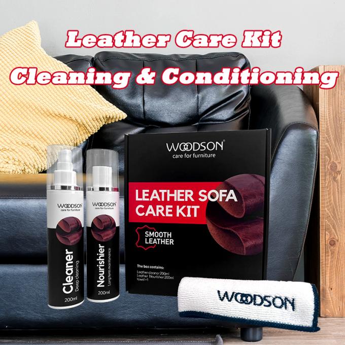 Smooth Leather Sofa Care Kit Leather Cleaner and Nourisher Premium Smooth Leather Furniture Cleaning Kit Complete Care for Smooth Leather Sofas, Chairs, and Upholstery 0